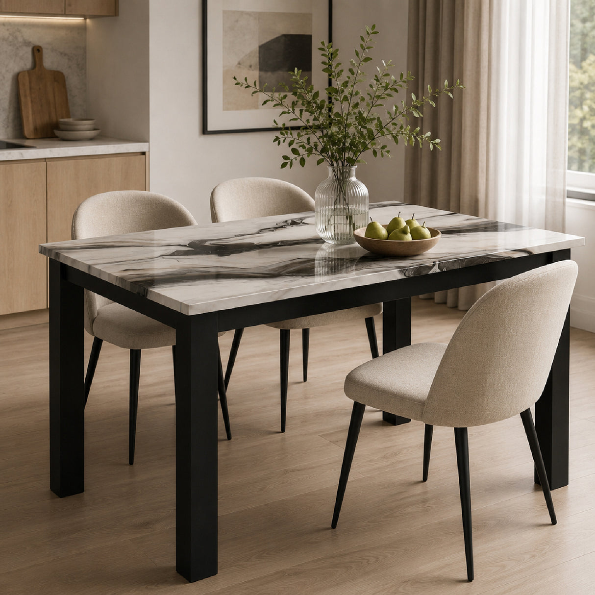 Faux Marble Top Rectangular Dining Table | OROA