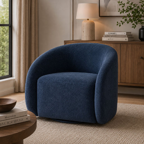 Blue Modern Upholstered Swivel Chair | OROA