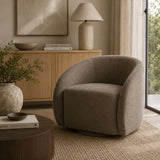 Brown Gray Upholstered Swivel Accent Chair | OROA