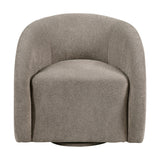 Brown Gray Upholstered Swivel Accent Chair | OROA
