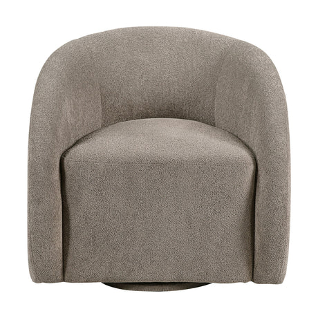 Brown Gray Upholstered Swivel Accent Chair | OROA