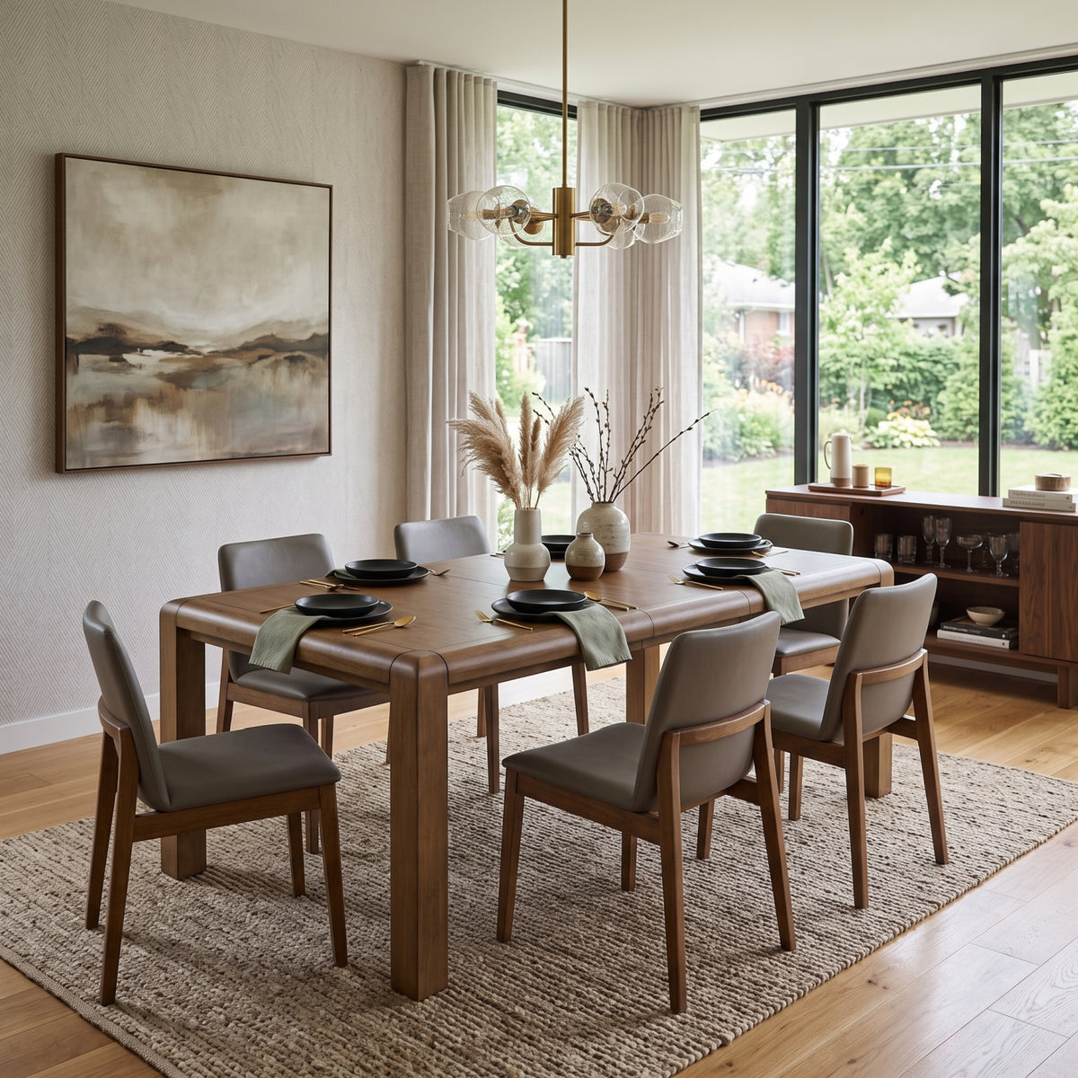Extendable Rectangular Wooden Dining Table | OROA