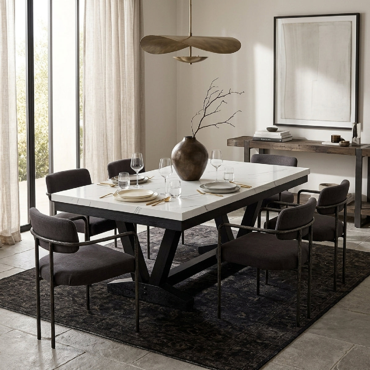 Black Marble Top Dining Table | OROA