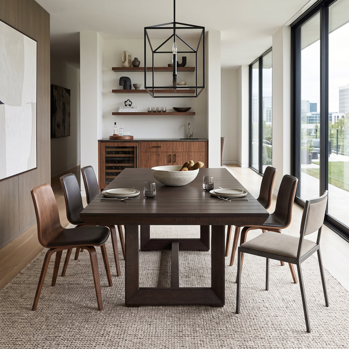 Trestle-Style Extendable Dining Table - OROA - view 2