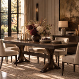Brown Wooden Extendable Dining Table | OROA
