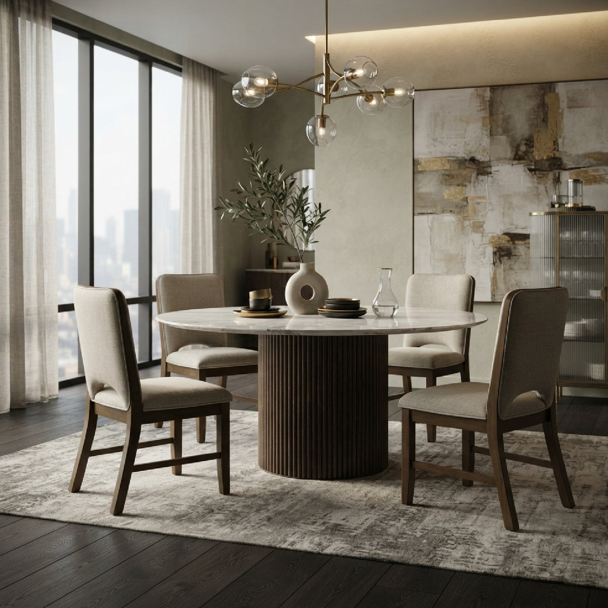 Contemporary Brown Finish Dining Chairs (2) | OROA
