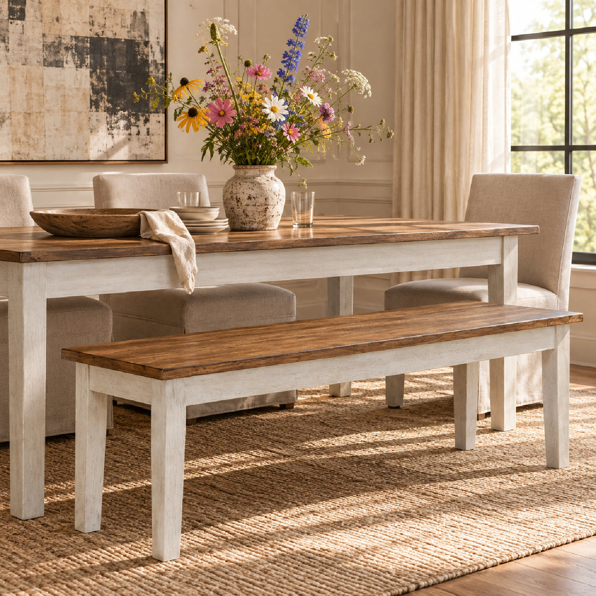White Brown Dining Bench by OROA