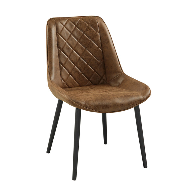 Modern European furniture - Modern Brown Leather Dining Chair (2) - www.oroa.com