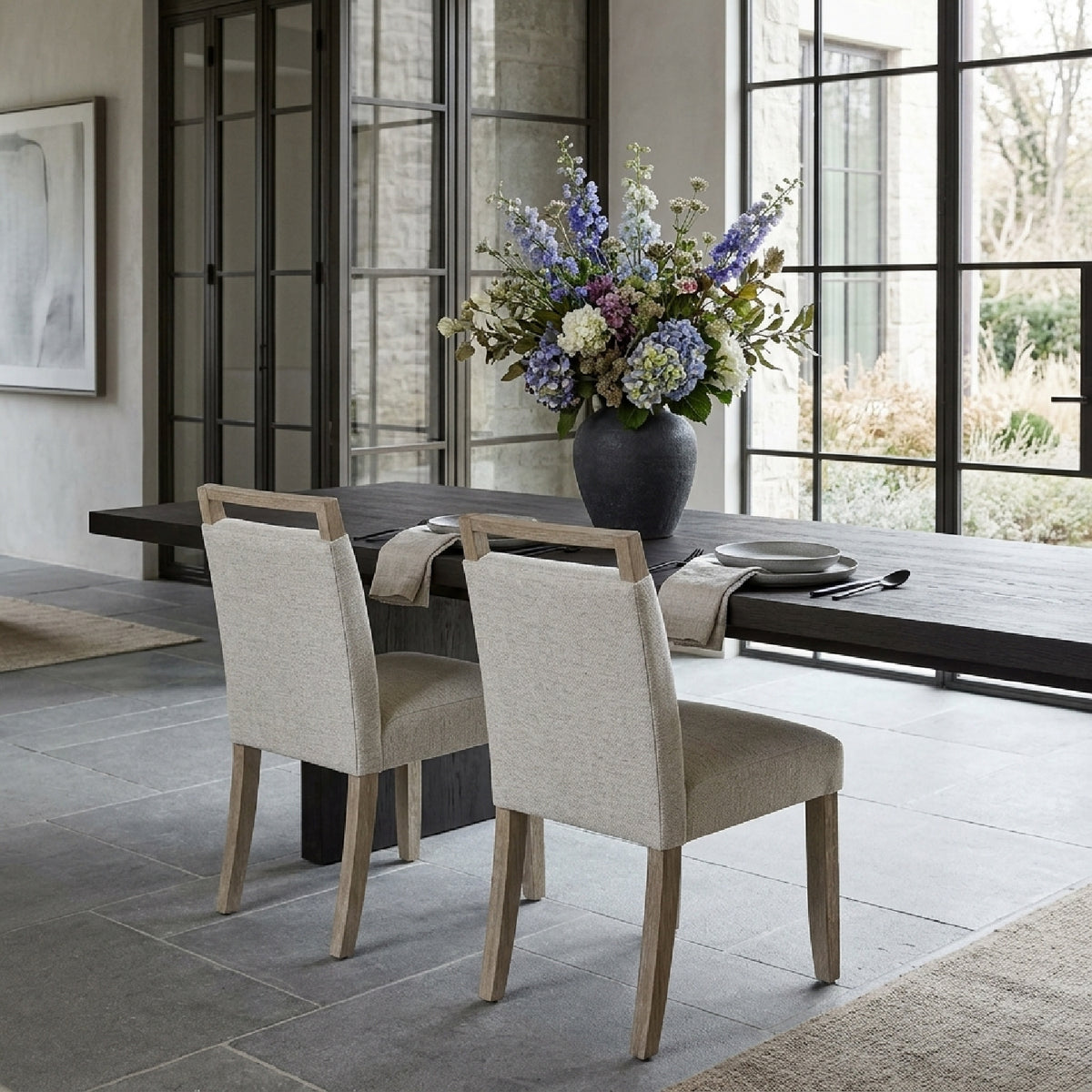 Upholstered Lattice-back Design Dining Chairs (2) | OROA