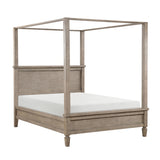 Modern European furniture - Gray Oak Queen Platform Canopy Bed - www.oroa.com