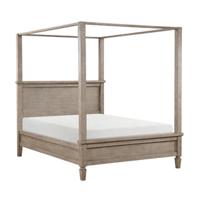 Modern European furniture - Gray Oak Queen Platform Canopy Bed - www.oroa.com