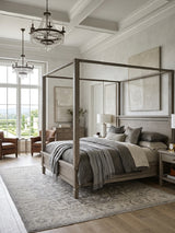 Modern European furniture - Gray Oak Queen Platform Canopy Bed - www.oroa.com
