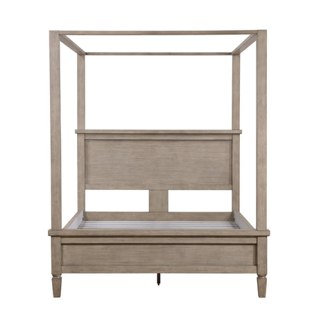 Modern European furniture - Gray Oak Queen Platform Canopy Bed - www.oroa.com