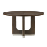 Modern Round Brown Wooden Dining Table | OROA