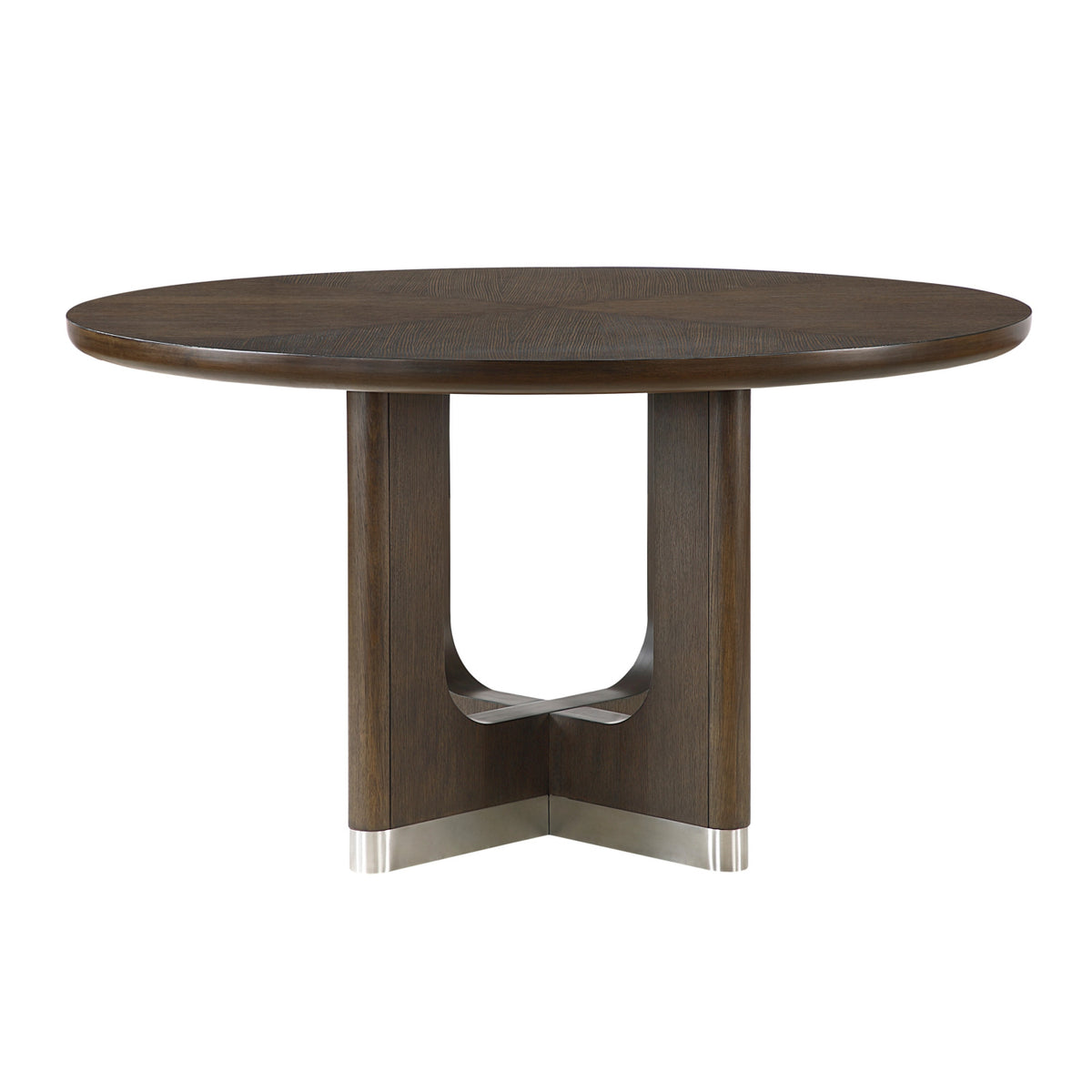 Modern Round Brown Wooden Dining Table | OROA