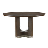 Modern Round Brown Wooden Dining Table | OROA