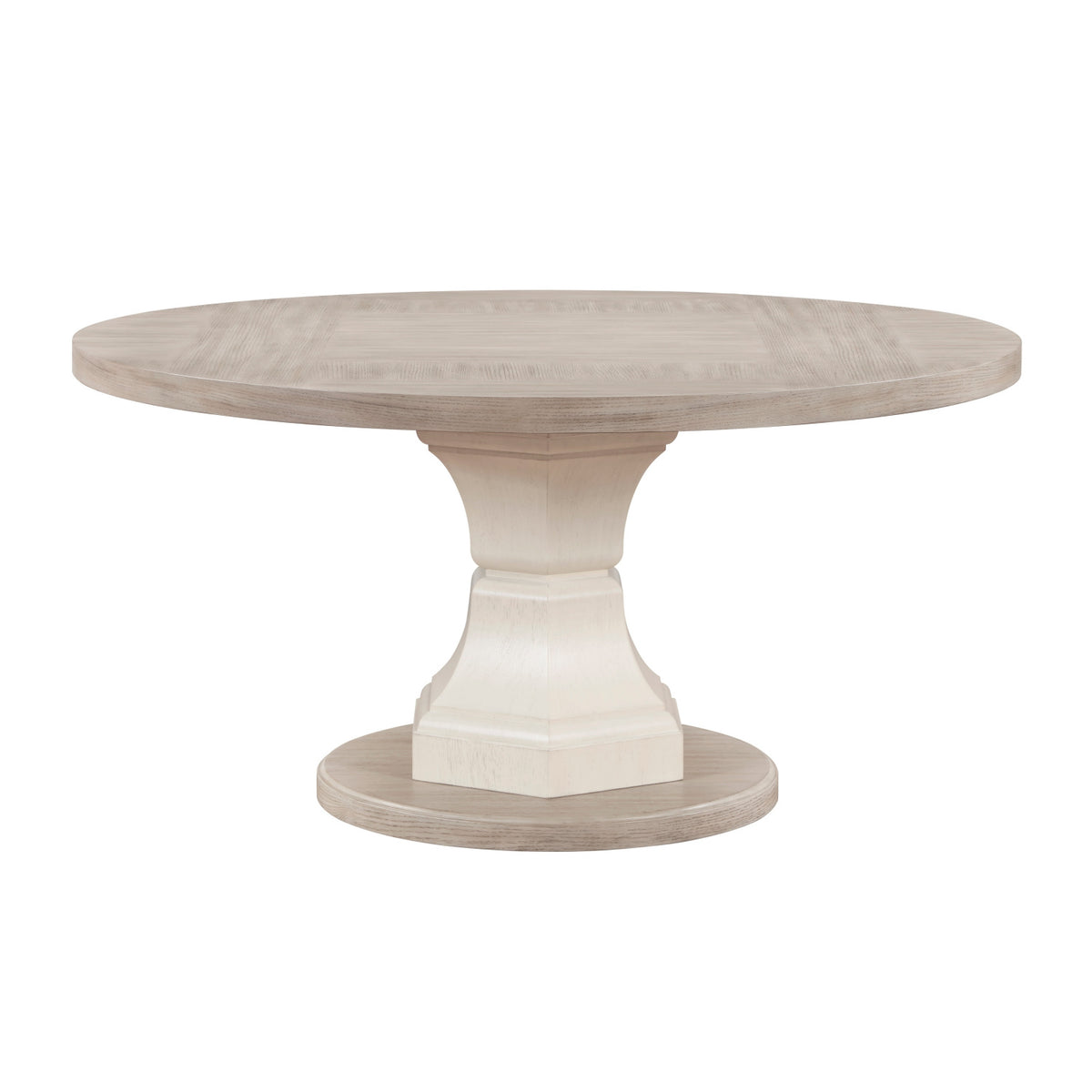 Contemporary Round Light Gray White Dining Table | OROA