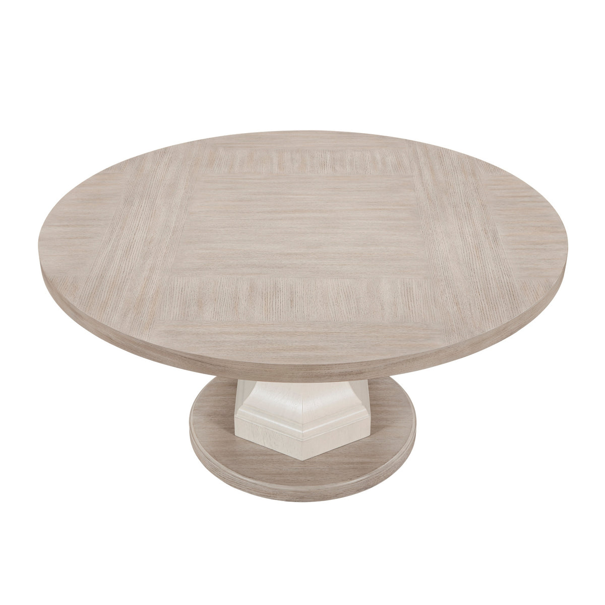 Contemporary Round Light Gray White Dining Table | OROA