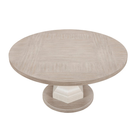 Contemporary Round Light Gray White Dining Table | OROA