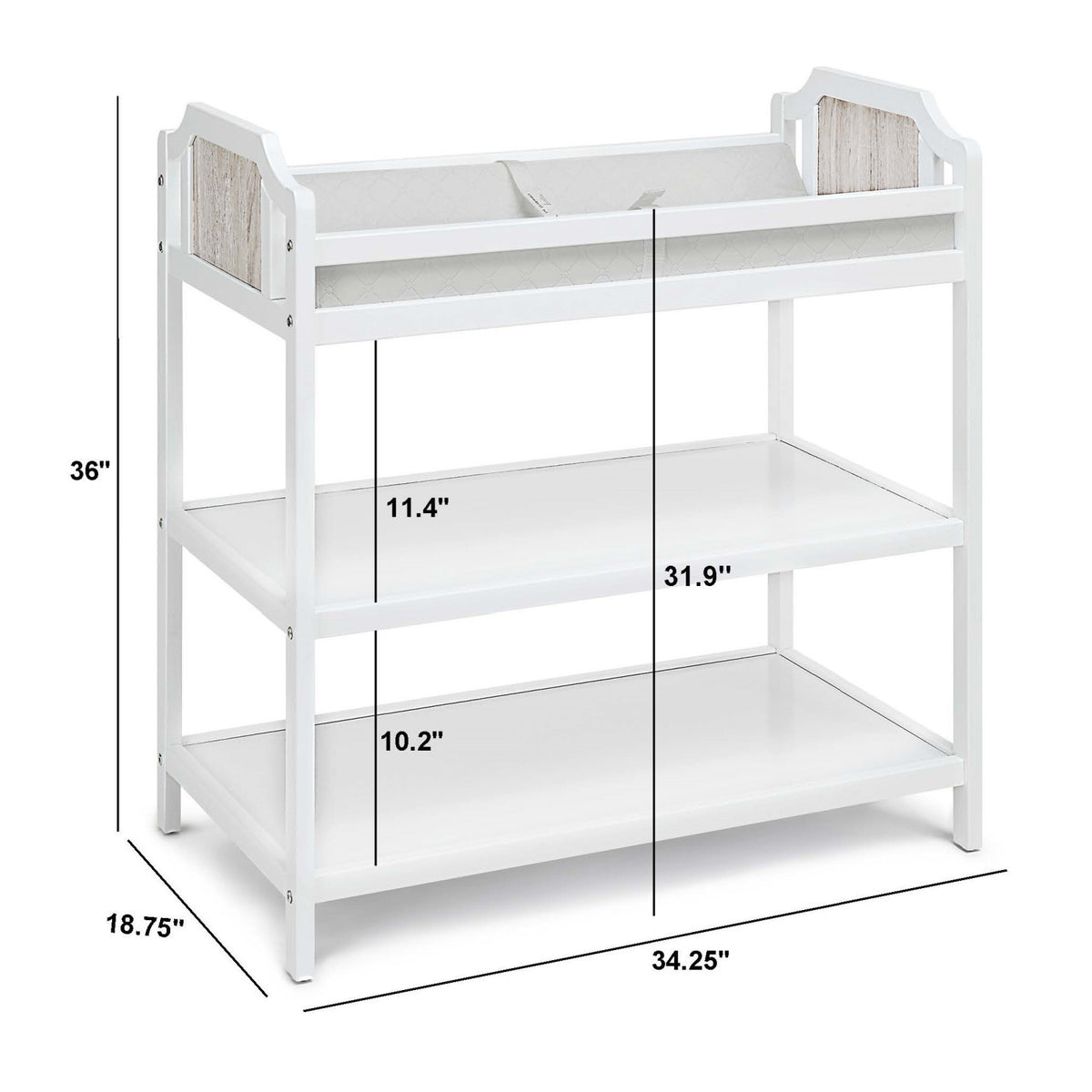 White & Graystone Brees Changing Table | OROA Kids