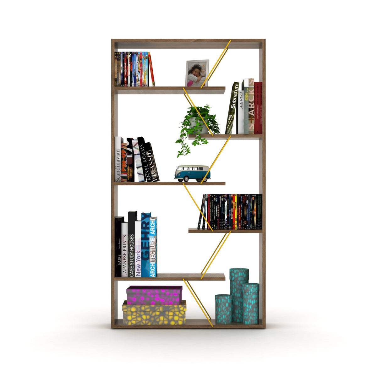 Industrial 6-Shelf Open Back Etagere Bookcase | OROA