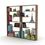 Industrial Walnut 6-Shelf Open Back Etagere Bookcase | OROA