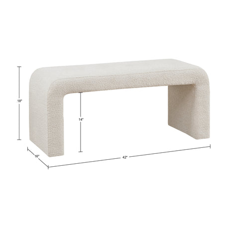 Modern European furniture - Cream Boucle Waterfall Bench - www.oroa.com