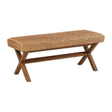 Water Hyacinth Seat Mahogany Base Bench | OROA