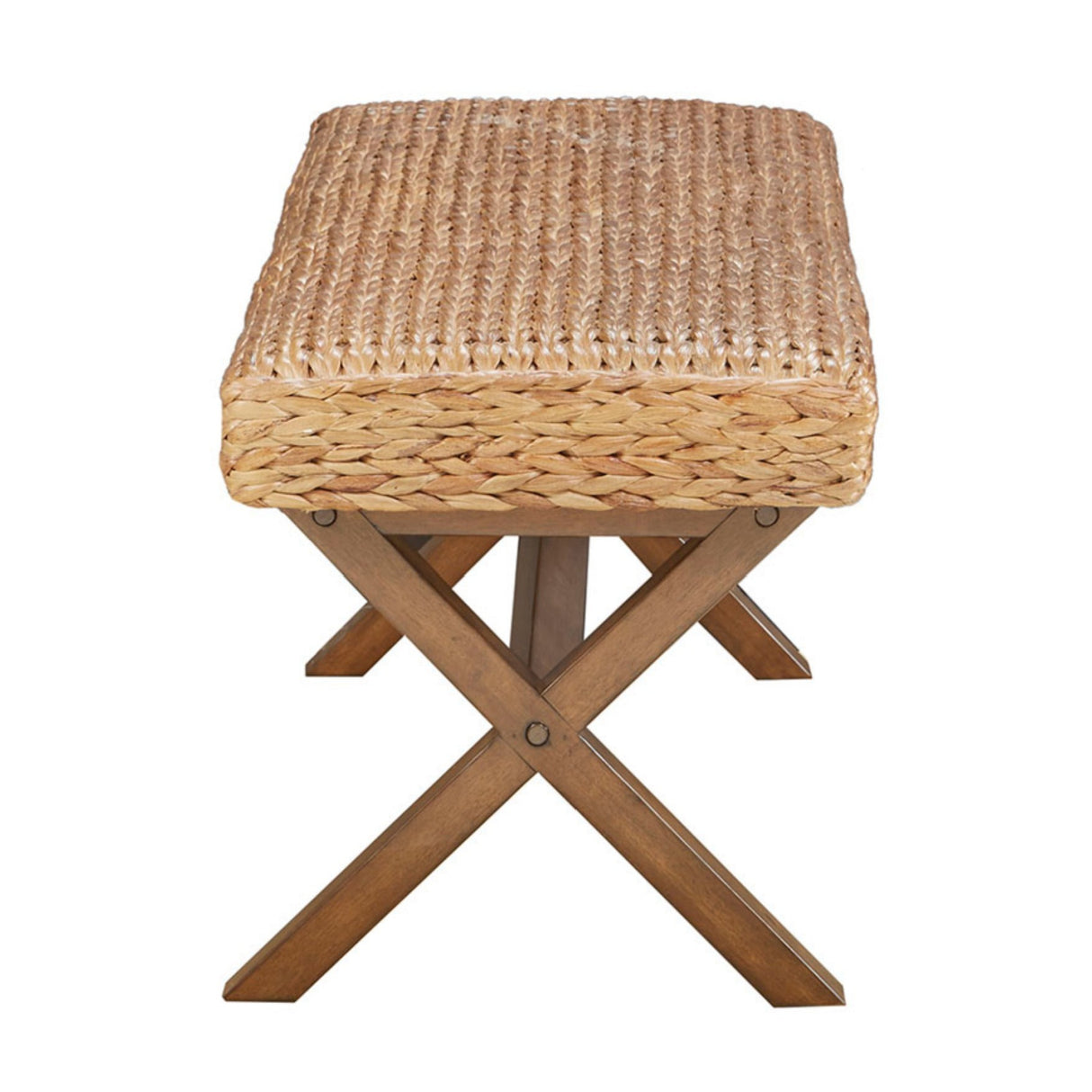 Water Hyacinth Seat Mahogany Base Bench | OROA