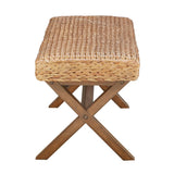 Water Hyacinth Seat Mahogany Base Bench | OROA