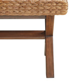 Water Hyacinth Seat Mahogany Base Bench | OROA