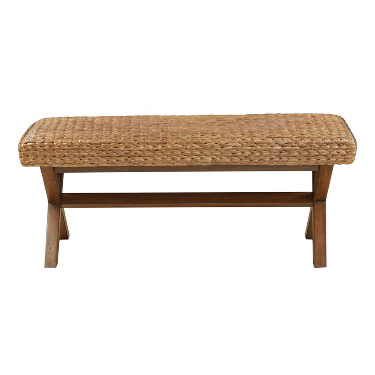 Water Hyacinth Seat Mahogany Base Bench | OROA