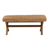 Water Hyacinth Seat Mahogany Base Bench | OROA