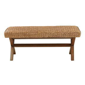 Modern European furniture - Water Hyacinth Seat Mahogany Base Bench - www.oroa.com