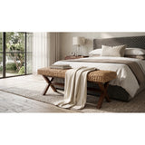 Water Hyacinth Seat Mahogany Base Bench | OROA