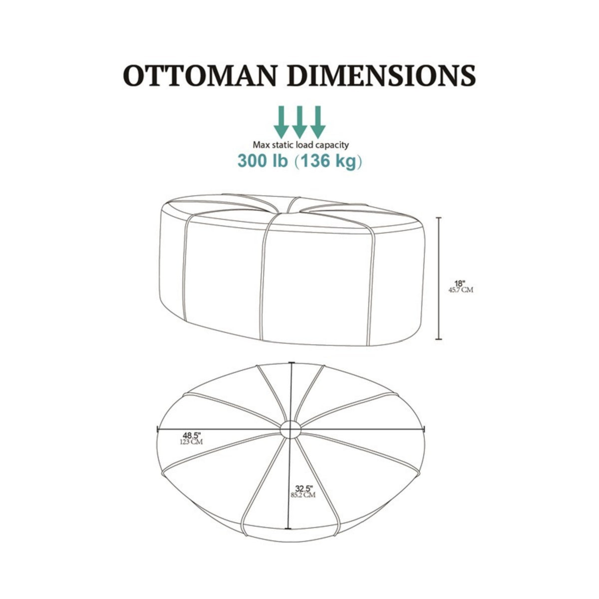 Modern Style Oversized Ottoman | OROA