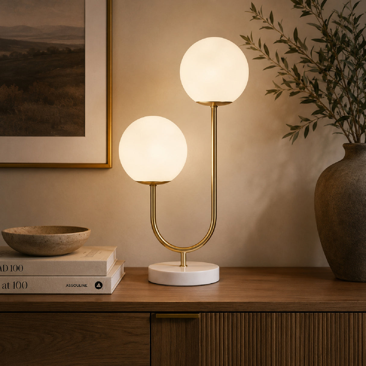 2-Light Globe Metal Table Lamp | OROA