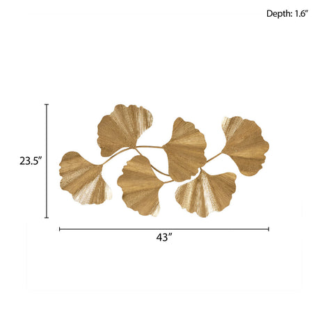 Gold Metal Ginkgo Leaf Wall Decor | OROA