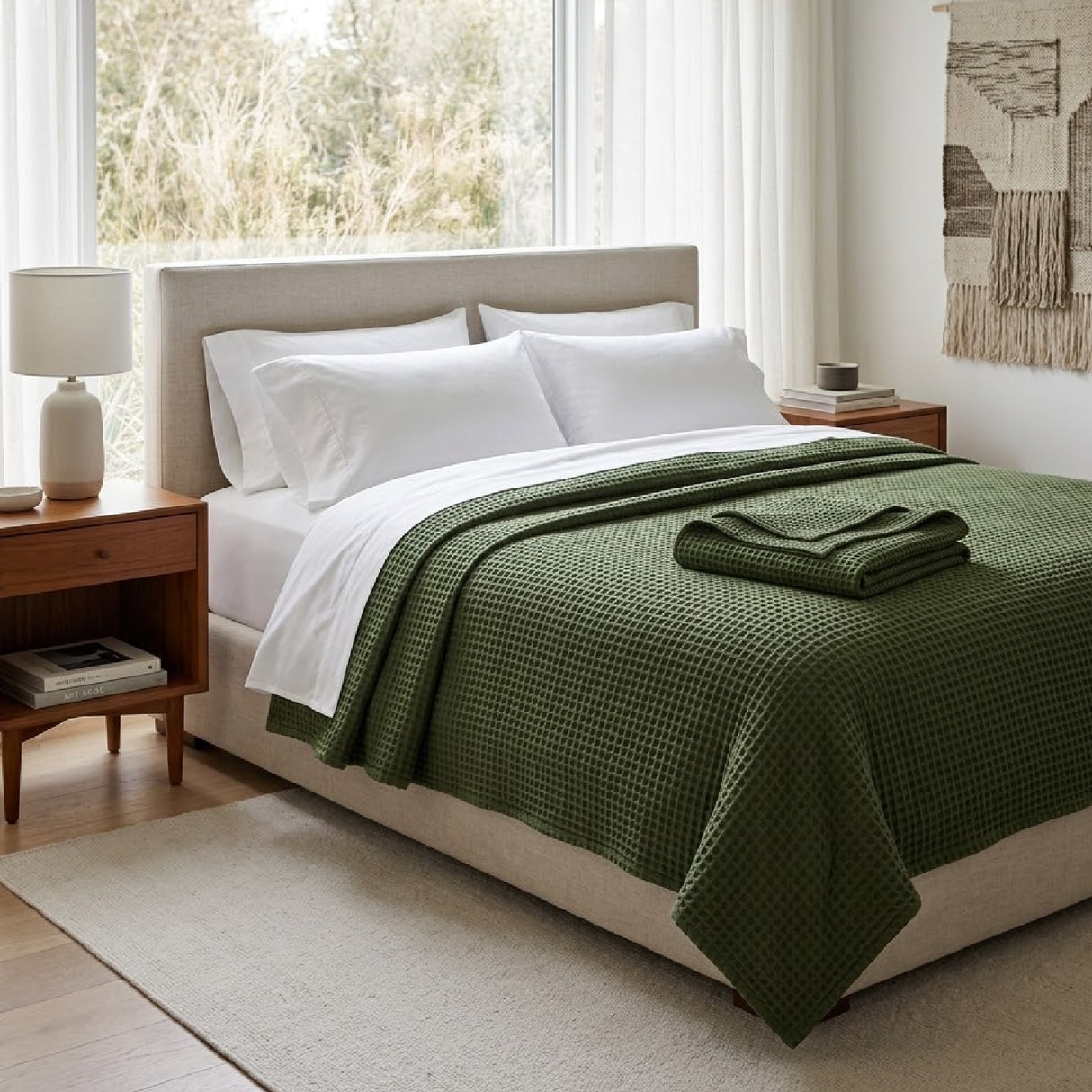 Green Cotton Blanket | OROA