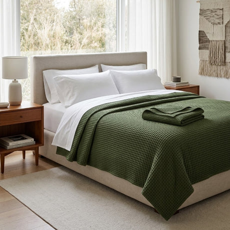 Green Cotton Blanket | OROA