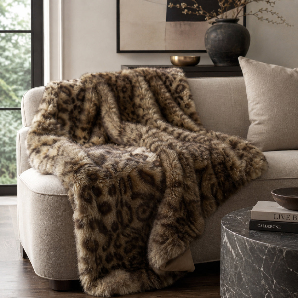Modern European furniture - Oversized Leopard Faux Fur Throw Blanket - www.oroa.com