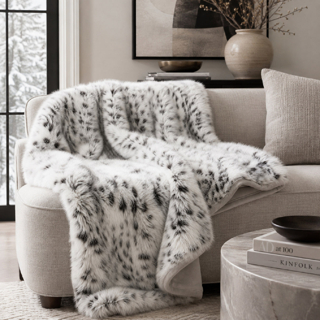 Modern European furniture - Oversized Snow Leopard Faux Fur Throw Blanket - www.oroa.com