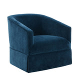 Blue Polyester Skirted Swivel Accent Chair | OROA