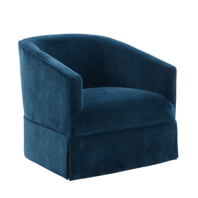 Modern European furniture - Blue Polyester Skirted Swivel Accent Chair - www.oroa.com