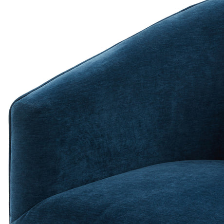 Blue Polyester Skirted Swivel Accent Chair | OROA