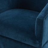 Blue Polyester Skirted Swivel Accent Chair | OROA