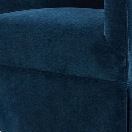 Blue Polyester Skirted Swivel Accent Chair | OROA
