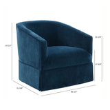 Blue Polyester Skirted Swivel Accent Chair | OROA