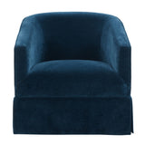Blue Polyester Skirted Swivel Accent Chair | OROA