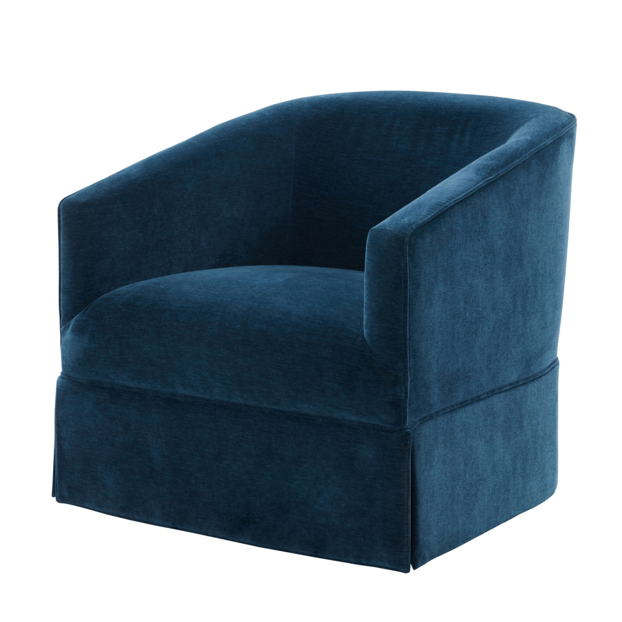 Blue Polyester Skirted Swivel Accent Chair | OROA
